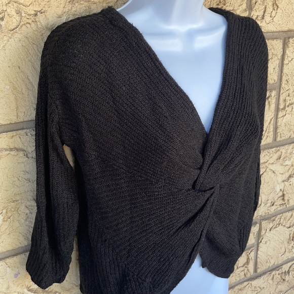 Express Tye Knot V Black Sweater Soft Comfy Sexy Size Med - Picture 6 of 11